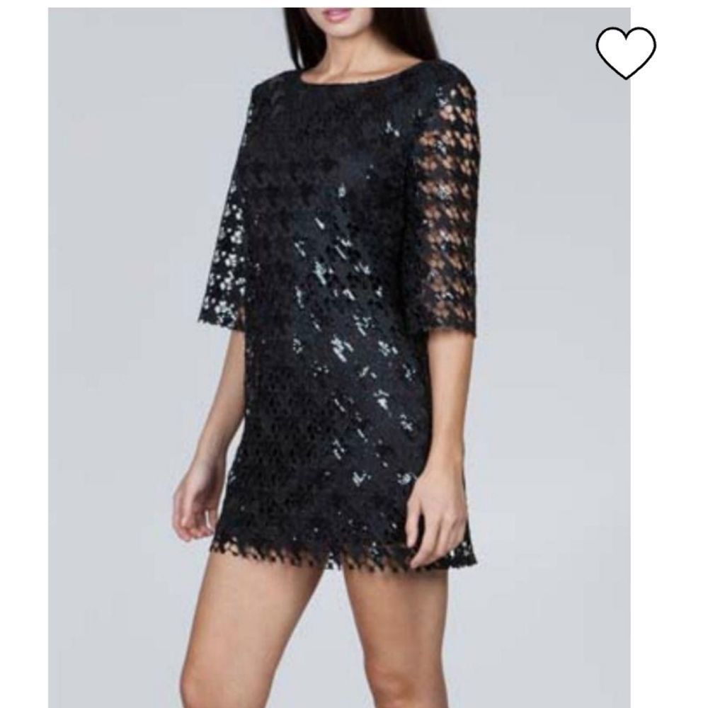 Ark & Co-Little Black Mini Sequin Shift Dress